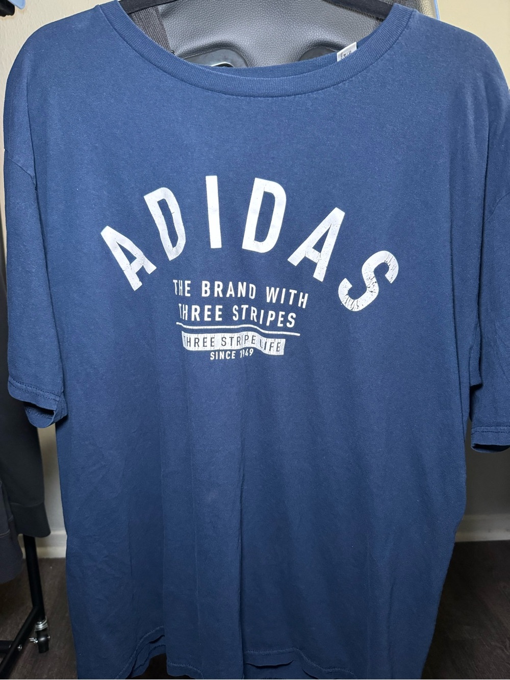adidas Men's Navy Blue Logo Graphic Short Sleeve Tee